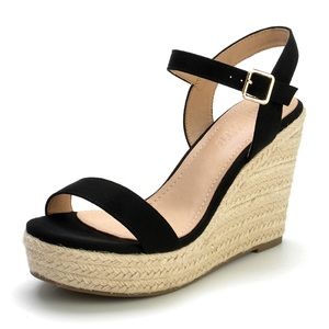 MixATB Women's Platform Espadrille Wedges Sandals Buckle Faux Suede 9.5 …